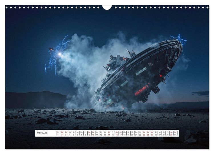 Produktbild: Fliegende Untertasse - Die gro&szlig;e Fantasiereise (Wandkalender 2026 DIN A3 quer), CALVENDO Monatskalender