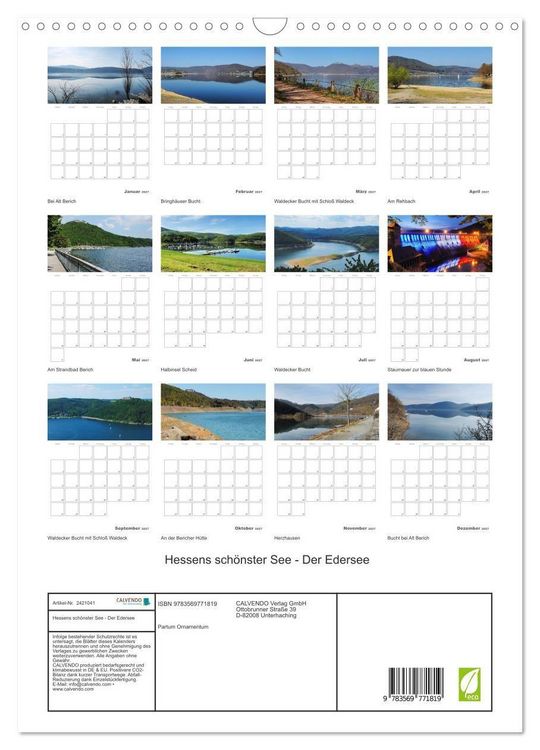 Produktbild: Hessens sch&ouml;nster See - Der Edersee (Wandkalender 2027 DIN A3 hoch), CALVENDO Monatskalender