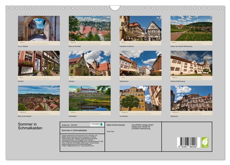 Produktbild: Sommer in Schmalkalden (Wandkalender 2026 DIN A3 quer), CALVENDO Monatskalender