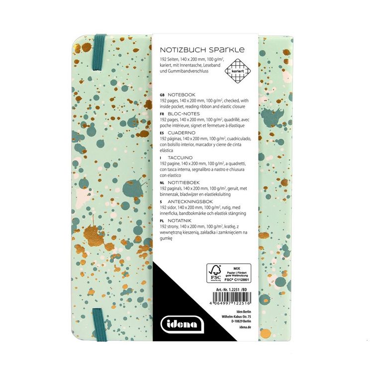 Produktbild: Idena Notizbuch Sparkle 100g/m&sup2; kariert mint 14x20cm