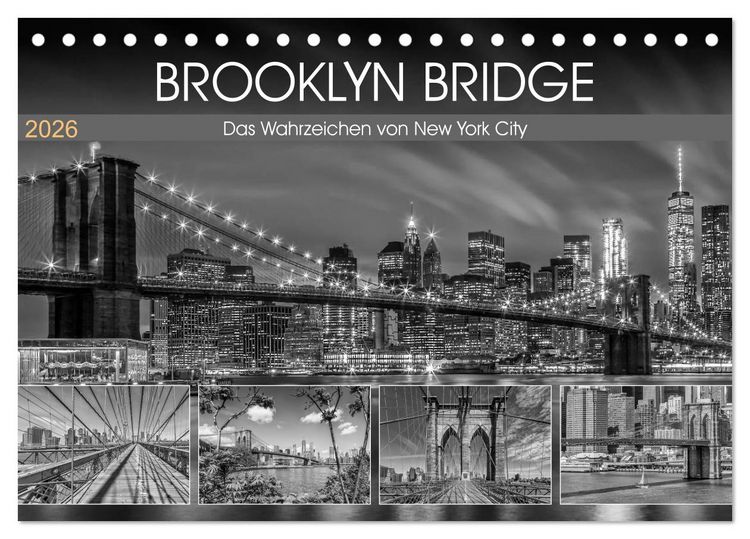 Produktbild: BROOKLYN BRIDGE Das Wahrzeichen von New York City (Tischkalender 2026 DIN A5 quer), CALVENDO Monatskalender