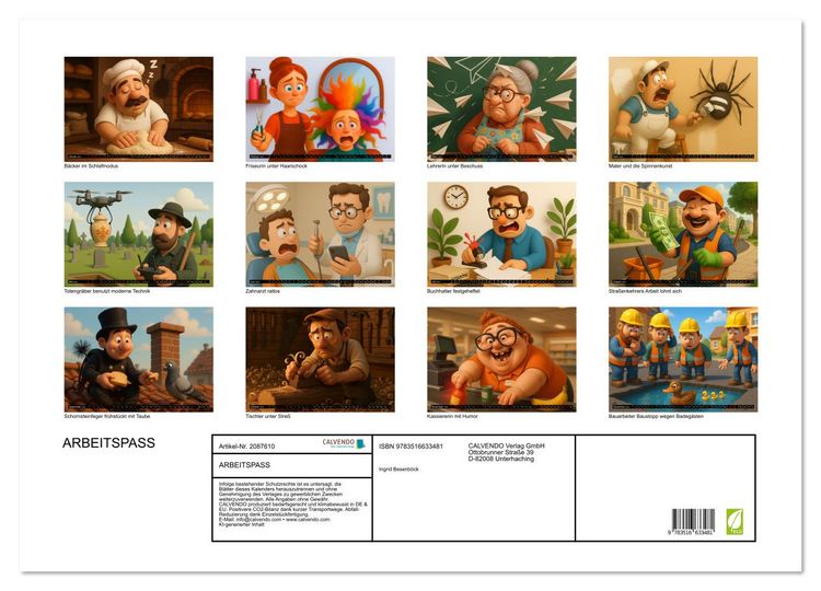 Produktbild: ARBEITSPASS (Wandkalender 2026 DIN A2 quer), CALVENDO Monatskalender
