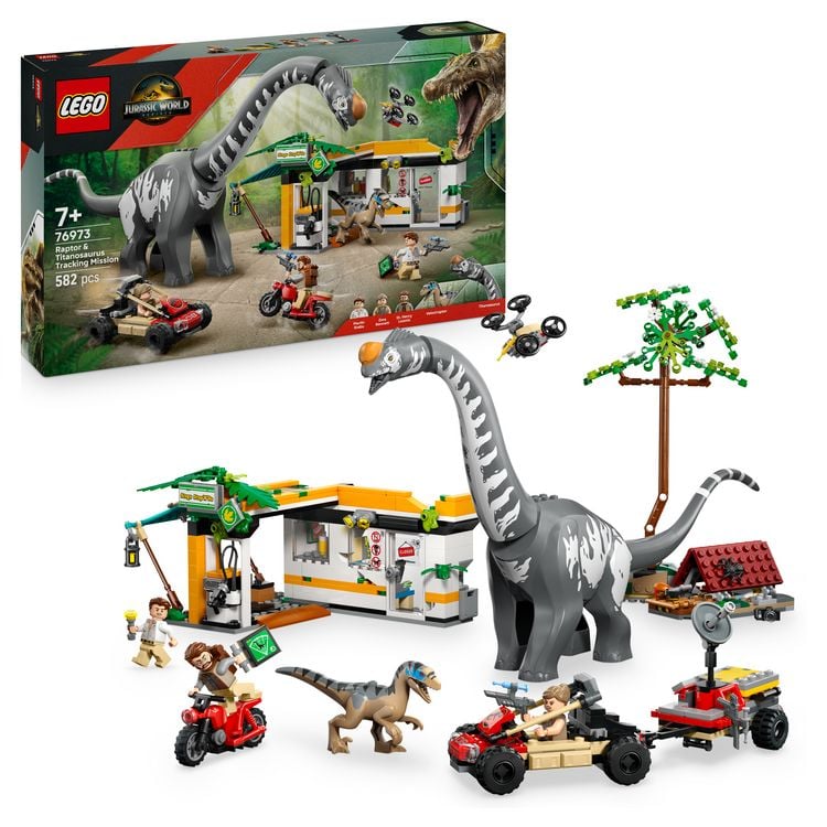 Produktbild: LEGO Jurassic World 76973 Raptor & Titanosaurus: Gro&szlig;e F&auml;hrtensuche