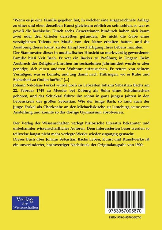 Produktbild: &Uuml;ber Johann Sebastian Bachs Leben, Kunst und Kunstwerke