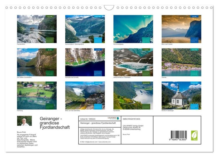 Produktbild: Geiranger - grandiose Fjordlandschaft (Wandkalender 2026 DIN A3 quer), CALVENDO Monatskalender