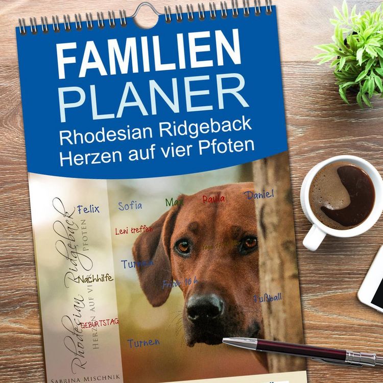 Produktbild: Familienplaner 2026 - Rhodesian Ridgeback - Herzen auf vier Pfoten mit 5 Spalten (Wandkalender, 21 x 45 cm) CALVENDO
