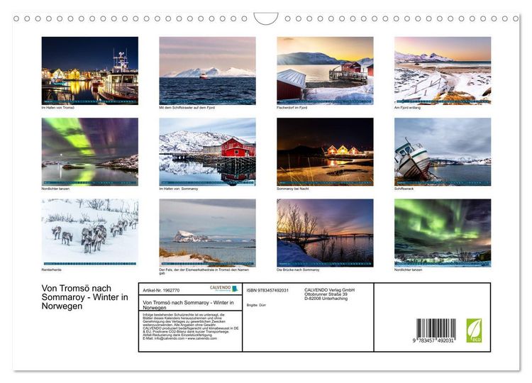Produktbild: Von Troms&ouml; nach Sommaroy - Winter in Norwegen (Wandkalender 2026 DIN A3 quer), CALVENDO Monatskalender