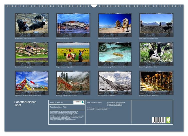 Produktbild: Facettenreiches Tibet (Wandkalender 2026 DIN A2 quer), CALVENDO Monatskalender