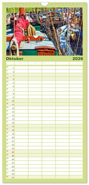 Produktbild: Familienplaner 2026 - Reise an die Nordsee - Carolinensiel mit 5 Spalten (Wandkalender, 21 x 45 cm) CALVENDO