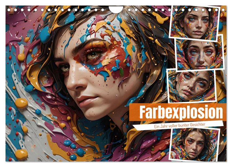 Produktbild: Farbexplosion - Ein Jahr voller bunter Gesichter (Wandkalender 2026 DIN A4 quer), CALVENDO Monatskalender