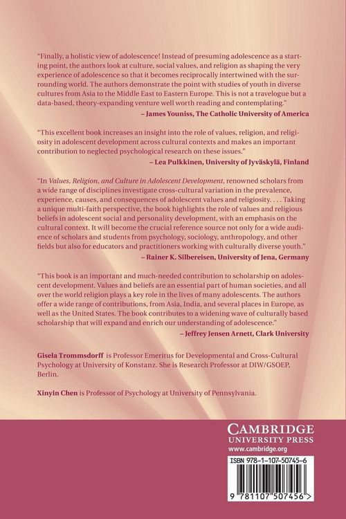 Produktbild: Values, Religion, and Culture in Adolescent Development