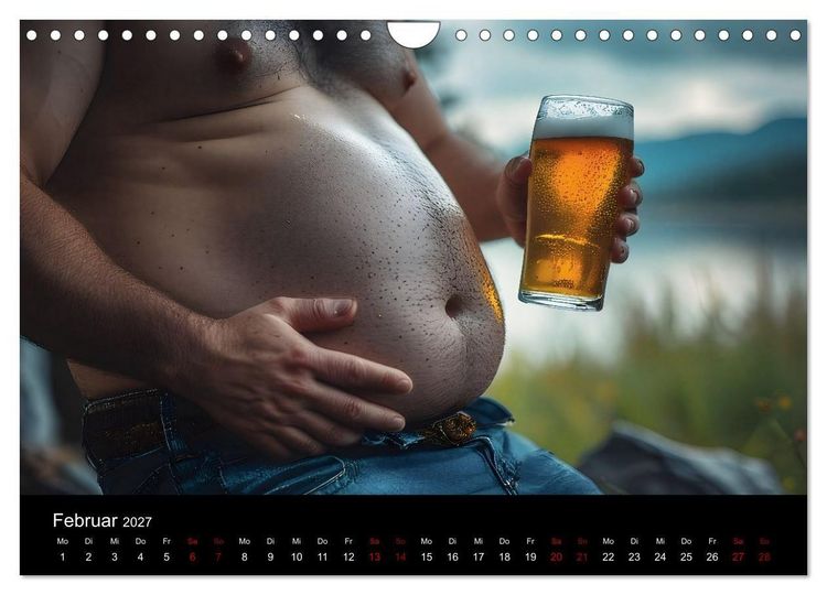 Produktbild: Lustige Kalender M&auml;nner mit Bierb&auml;uchen - Bierbauch Kalender Geschenk f&uuml;r Kollegen, Freunde & Party-Liebhaber Wandkalender (Wandkalender 2027 DIN A4 quer), CALVENDO Monatskalender