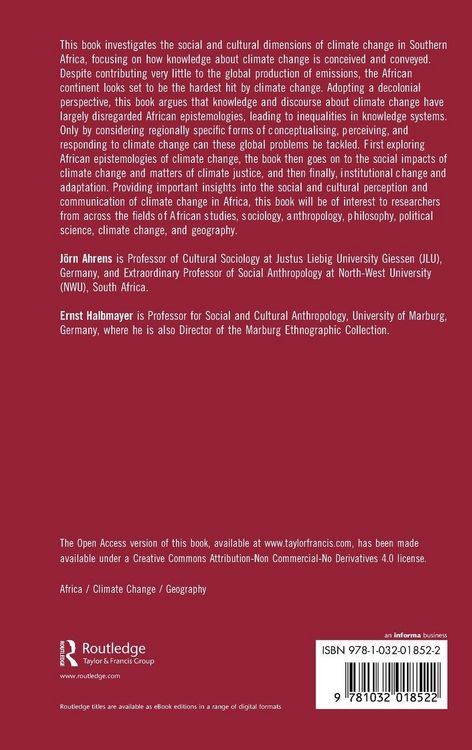 Produktbild: Climate Change Epistemologies in Southern Africa