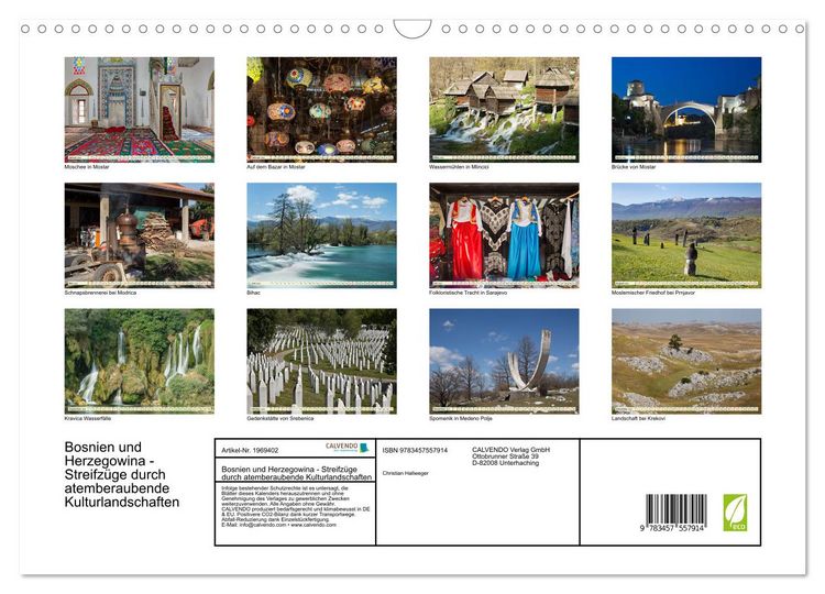 Produktbild: Bosnien und Herzegowina - Streifz&uuml;ge durch atemberaubende Kulturlandschaften (Wandkalender 2026 DIN A3 quer), CALVENDO Monatskalender