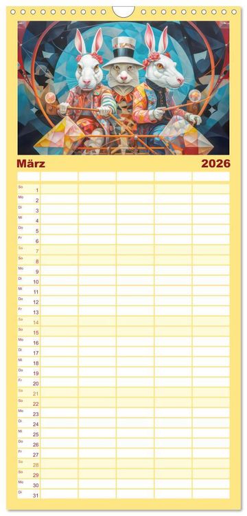 Produktbild: Familienplaner 2026 - Zirkusfantasien - Bezaubernd fremdartig mit 5 Spalten (Wandkalender, 21 x 45 cm) CALVENDO