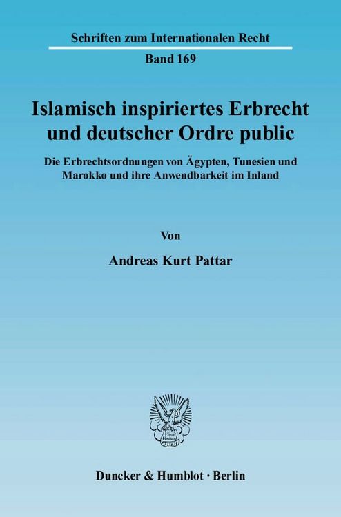 Produktbild: Islamisch inspiriertes Erbrecht und deutscher Ordre public.