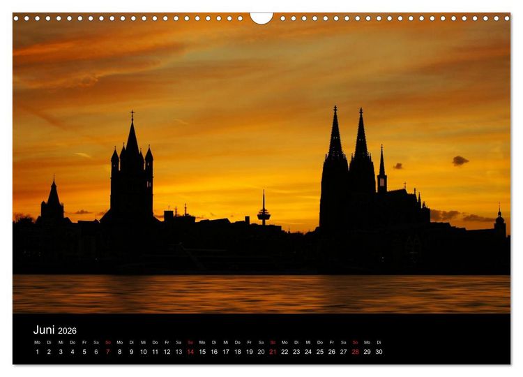 Produktbild: k&ouml;ln dunkel bunt - Die Stadt in anderem Licht! (Wandkalender 2026 DIN A3 quer), CALVENDO Monatskalender