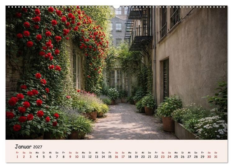 Produktbild: Urbane Oasen - Wo die Stadt aufblüht (hochwertiger Premium Wandkalender 2027 DIN A2 quer), Kunstdruck in Hochglanz