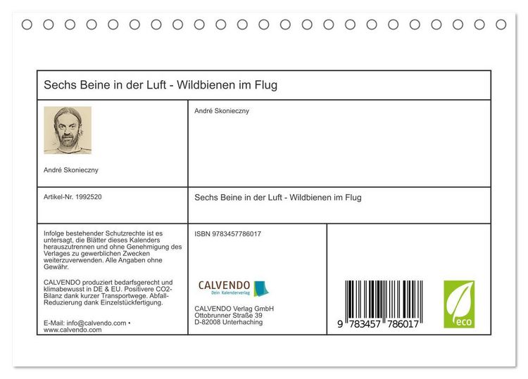 Produktbild: Sechs Beine in der Luft - Wildbienen im Flug (Tischkalender 2026 DIN A5 quer), CALVENDO Monatskalender
