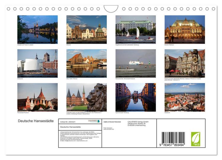 Produktbild: Deutsche Hansest&auml;dte (Wandkalender 2026 DIN A4 quer), CALVENDO Monatskalender