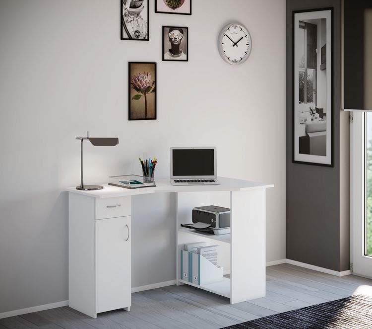 Produktbild: Holz Eckschreibtisch Schreibtisch B&uuml;rotisch Linzia