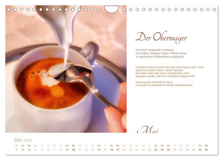 Produktbild: Wiener Kaffeerezepte (Wandkalender 2026 DIN A4 quer), CALVENDO Monatskalender