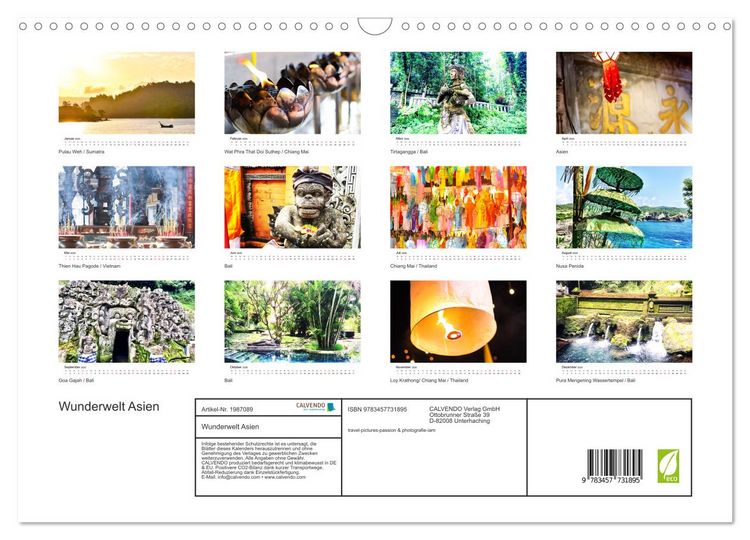 Produktbild: Wunderwelt Asien (Wandkalender 2026 DIN A3 quer), CALVENDO Monatskalender