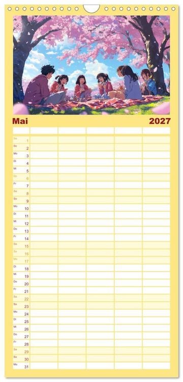 Produktbild: Familienplaner 2027 - Anime Kalender &ndash; Charaktere im Slice-of-Life Stil mit 5 Spalten (Wandkalender, 21 x 45 cm) CALVENDO