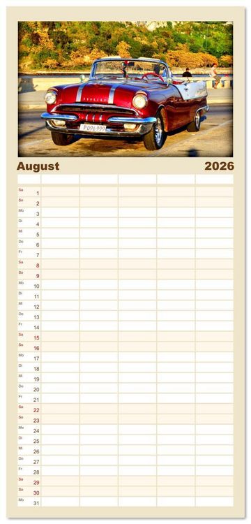 Produktbild: Familienplaner 2026 - PONTIAC '55 mit 5 Spalten (Wandkalender, 21 x 45 cm) CALVENDO