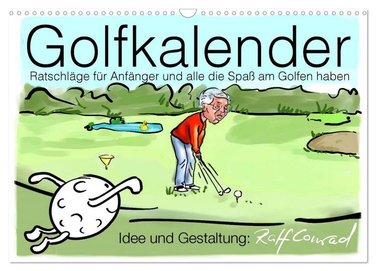 Produktbild: Golfkalender f&uuml;r Anf&auml;nger und alle die Spa&szlig; am Golfen haben (Wandkalender 2026 DIN A3 quer), CALVENDO Monatskalender