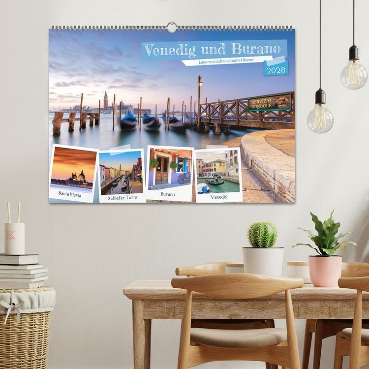 Produktbild: Venedig und Burano - Lagunenstadt und bunte H&auml;user (Wandkalender 2026 DIN A2 quer), CALVENDO Monatskalender