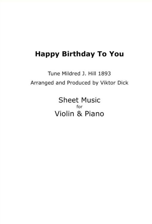 Produktbild: Happy Birthday to You - Tune Mildred J. Hill 1893