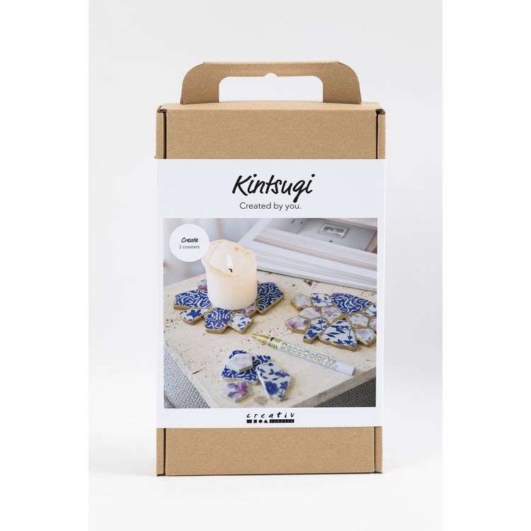 Produktbild: Creativ Company Kreativ Set Kintsugi, Untersetzer, Blau, Gold, Rosa, Wei&szlig;