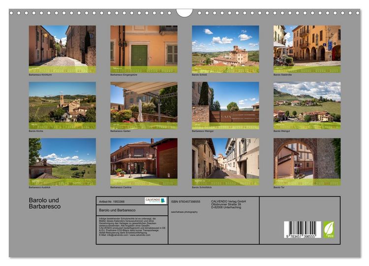 Produktbild: Barolo und Barbaresco (Wandkalender 2026 DIN A3 quer), CALVENDO Monatskalender