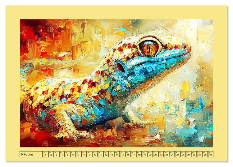Produktbild: Imposante Reptilien. Faszinierende Tiere in moderner &Ouml;loptik (Wandkalender 2026 DIN A4 quer), CALVENDO Monatskalender