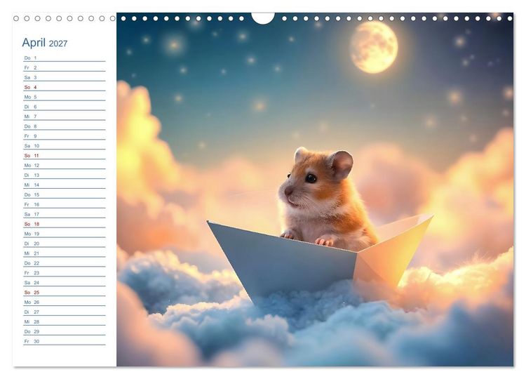 Produktbild: Mondpf&ouml;tchen - Ein zauberhafter Hamster Gute-Nacht-Kalender (Wandkalender 2027 DIN A3 quer), CALVENDO Monatskalender