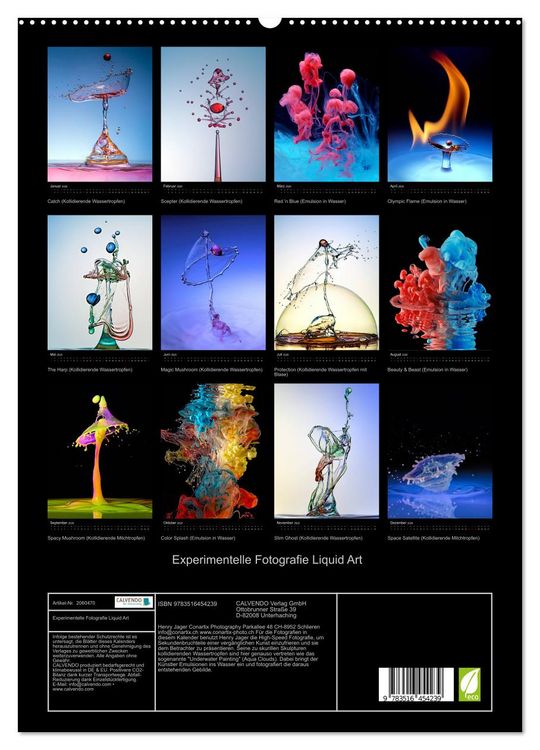 Produktbild: Experimentelle Fotografie Liquid Art (hochwertiger Premium Wandkalender 2026 DIN A2 hoch), Kunstdruck in Hochglanz