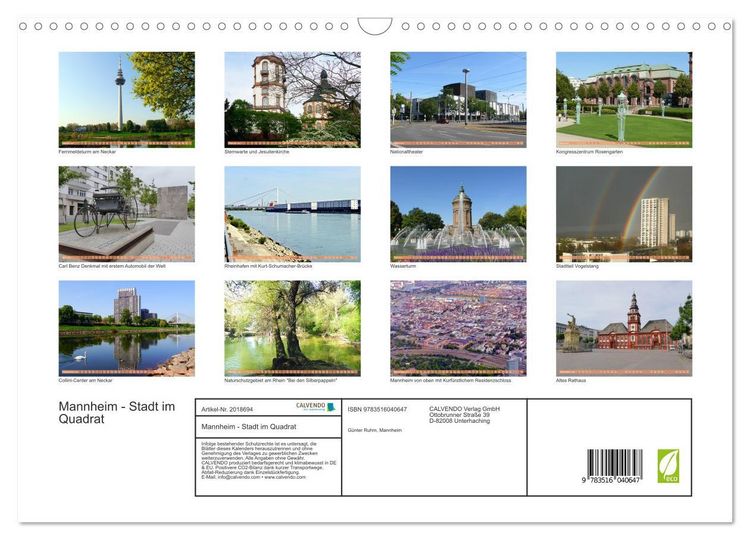 Produktbild: Mannheim - Stadt im Quadrat (Wandkalender 2026 DIN A3 quer), CALVENDO Monatskalender
