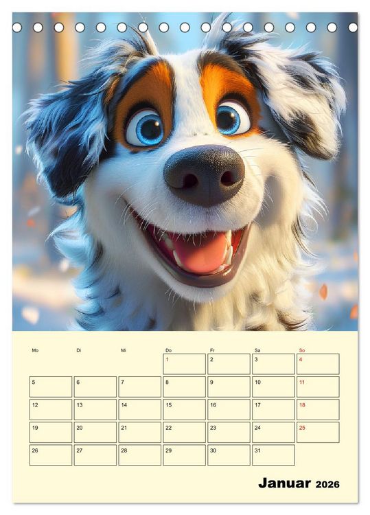 Produktbild: Entz&uuml;ckende Hunde. Liebliche Cartoons zum Schmunzeln (Tischkalender 2026 DIN A5 hoch), CALVENDO Monatskalender