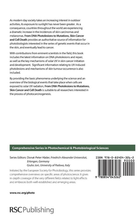Produktbild: From DNA Photolesions to Mutations, Skin Cancer and Cell Death
