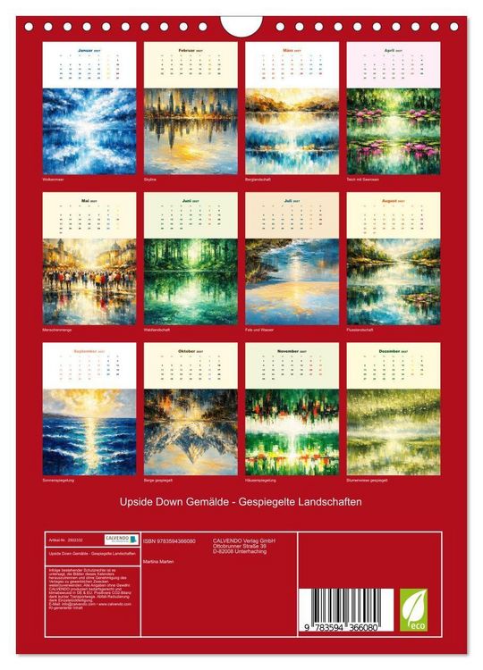 Produktbild: Upside Down Gem&auml;lde - Gespiegelte Landschaften (Wandkalender 2027 DIN A4 hoch), CALVENDO Monatskalender