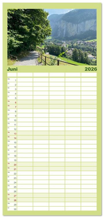Produktbild: Familienplaner 2026 - Alpenauszeit - Bergpause f&uuml;rs Herz mit 5 Spalten (Wandkalender, 21 x 45 cm) CALVENDO