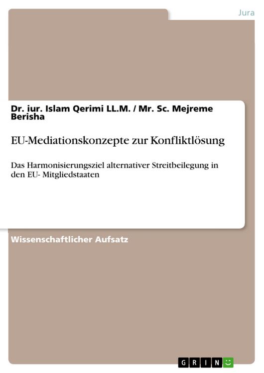 Produktbild: EU-Mediationskonzepte zur Konfliktl&ouml;sung