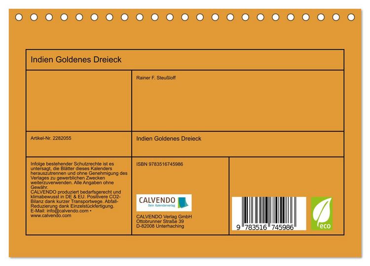 Produktbild: Indien Goldenes Dreieck (Tischkalender 2026 DIN A5 quer), CALVENDO Monatskalender