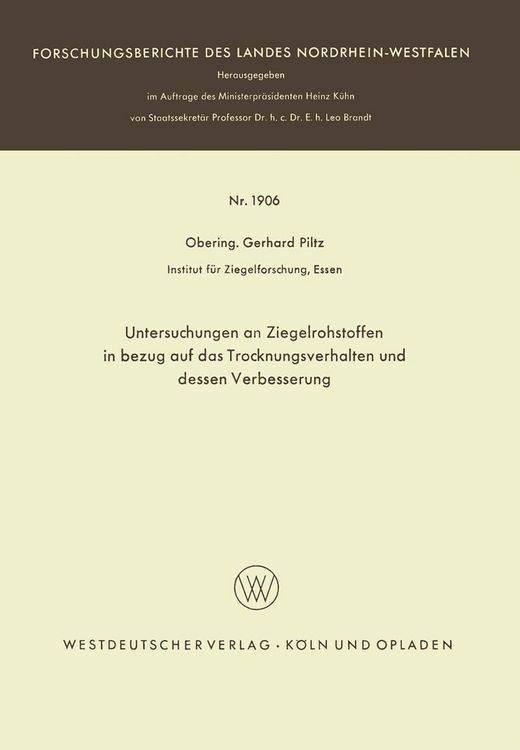 Produktbild: Untersuchungen an Ziegelrohstoffen in bezug auf das Trocknungsverhalten und dessen Verbesserung