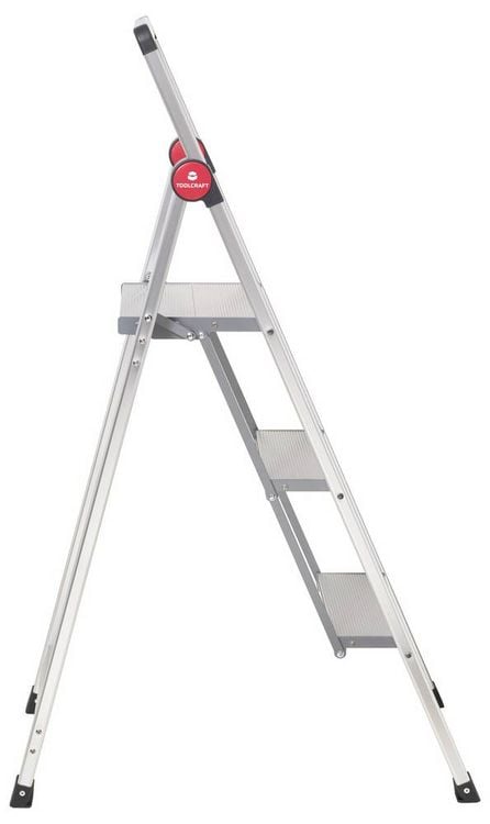 Produktbild: TOOLCRAFT TO-10104639 Aluminiumlegierung Doppel-Stufentritt klappbar, Montage ohne Werkzeug Silber EN 14183 3.9 kg