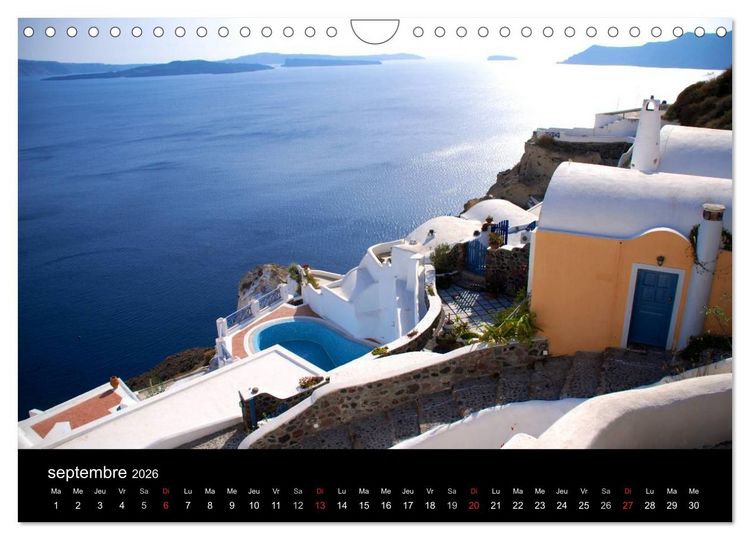 Produktbild: Lumi&egrave;res de Santorin (Calendrier mural 2026 DIN A4 vertical), CALVENDO calendrier mensuel
