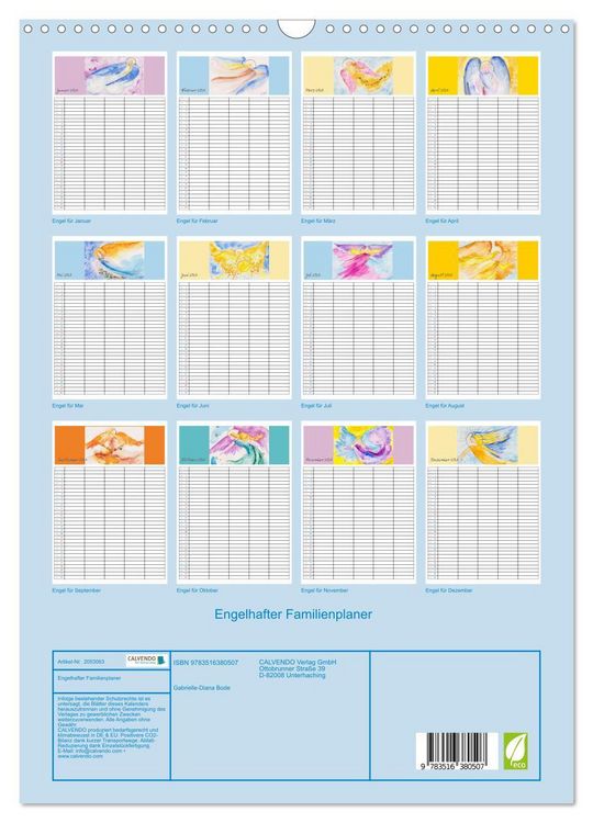 Produktbild: Engelhafter Familienplaner (Wandkalender 2026 DIN A3 hoch), CALVENDO Monatskalender