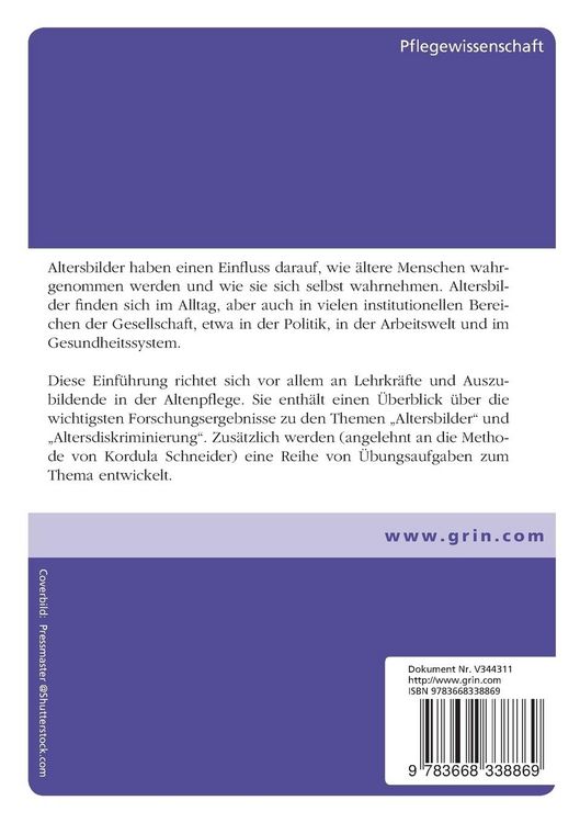 Produktbild: Altersbilder in unserer Kultur. Ein &Uuml;bungsheft f&uuml;r die Pflegeausbildung