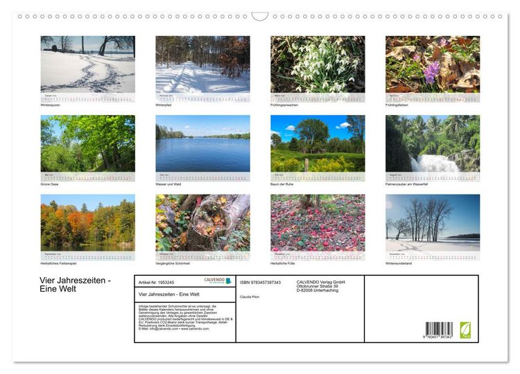 Produktbild: Vier Jahreszeiten - Eine Welt (Wandkalender 2026 DIN A2 quer), CALVENDO Monatskalender